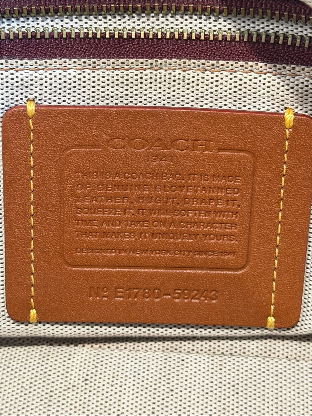 COACH 1941 TOOLED TEA ROSE WILLOW METAL AND LEATHER ROGUE 25 Rose